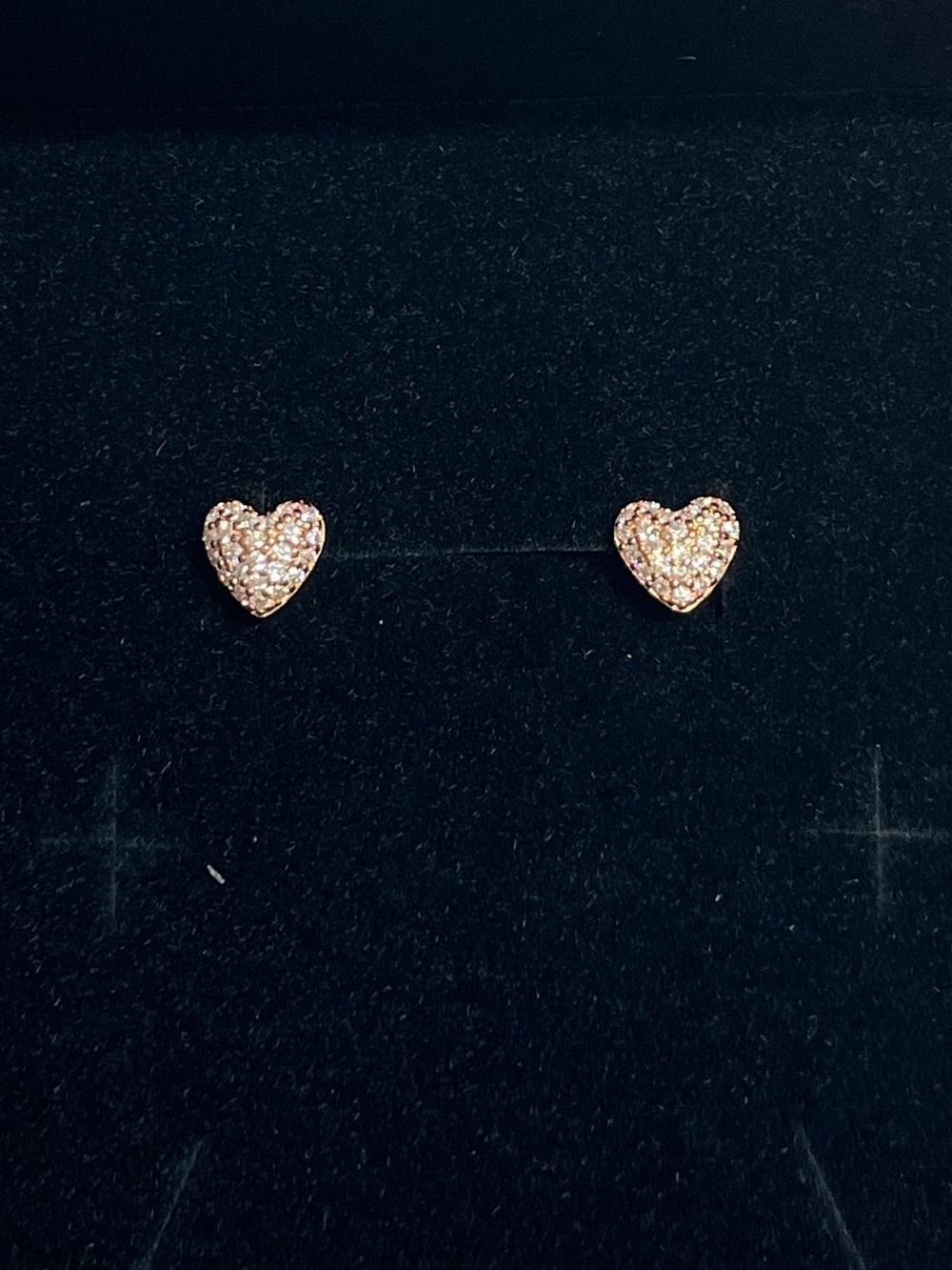 New Hillberg & Berk rose gold sparkle heart stud earrings